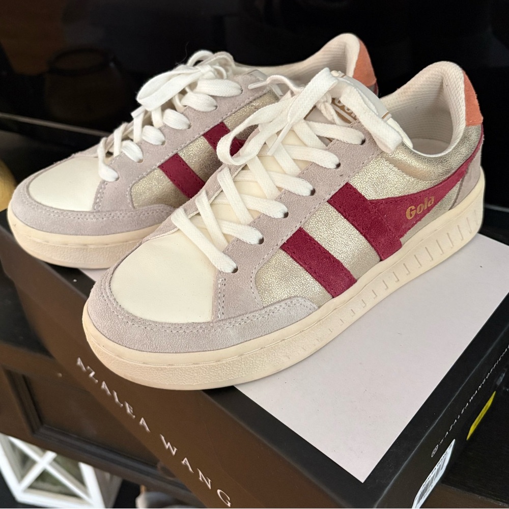 Gola Women's Beige and Burgundy Sneakers